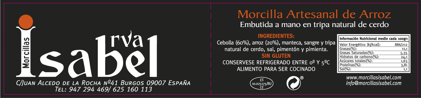 Etiqueta morcilla cerdo